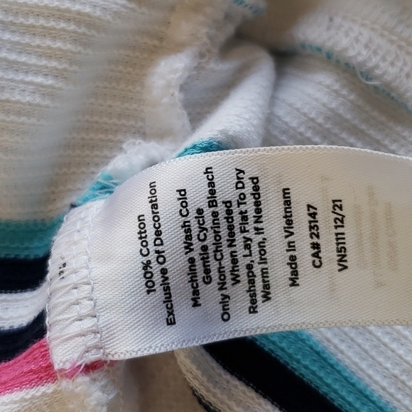 T by Talbots medium white striped 3/4 sleeve with side tie - Picture 6 of 6